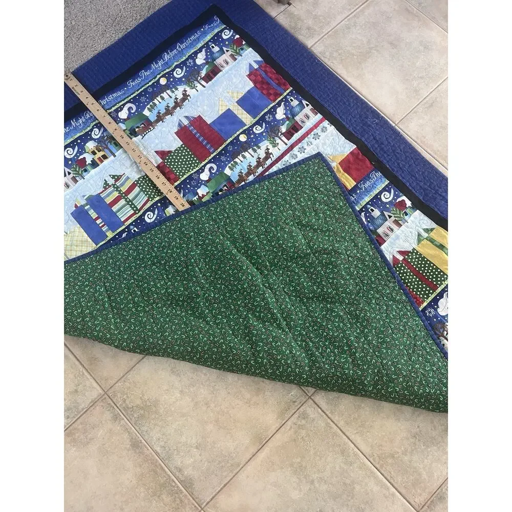 Vintage Handmade Christmas Quilt Blanket